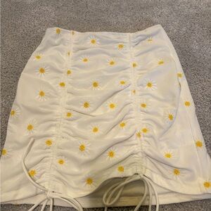 White Floral Skirt with Yellow Accents